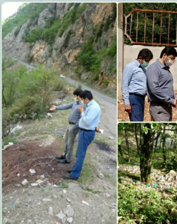 بازدید مشترک روسای حوزه قضایی و حفاظت محیط زیست از وضعیت مدیریت زباله روستایی رحیم آباد رودسر